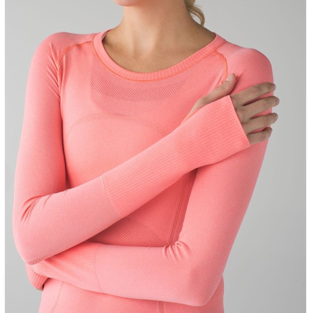Lululemon Swiftly Tech Long Sleeve Crew Heathered Very Light Flare Size 10